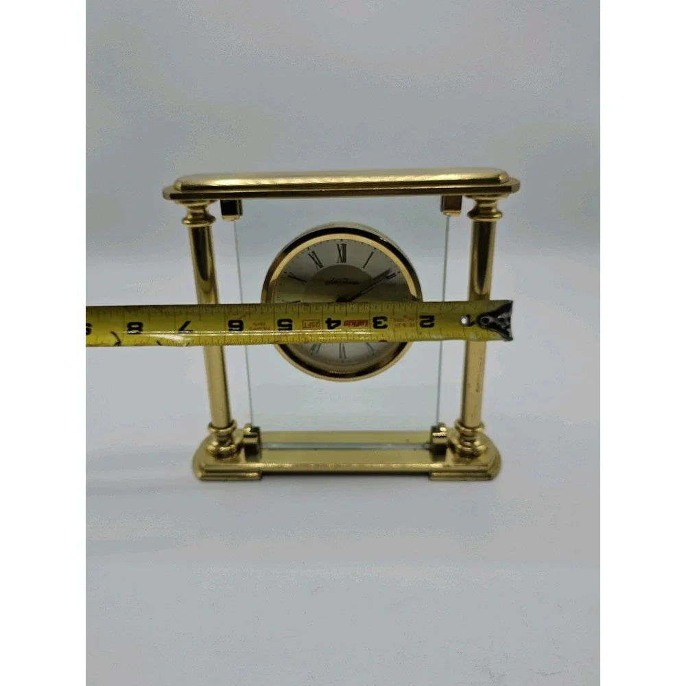 Seth Thomas Illusion Floating Roman Numerals Quartz Brass Desk Clock German Move